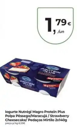 Aqui é fresco logurte Nutrégi Magro Protein Plus Polpa Pêssego/Maracujá/Strawberry Cheesecake/ Pedaços Mirtilo promoção
