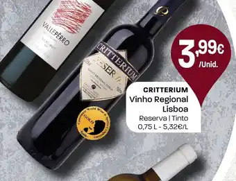 Intermarché Critterium Vinho Regional Lisboa Reserva | Tinto promoção