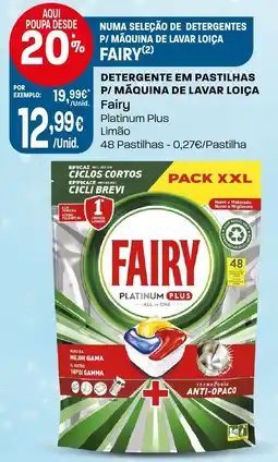 Intermarché Detergente em pastilhas p/ máquina de lavar loiça fairy platinum plus limão promoção