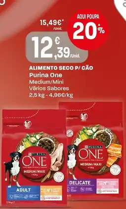 Intermarché alimento seco p/ cão purina one medium/mini vários sabores promoção