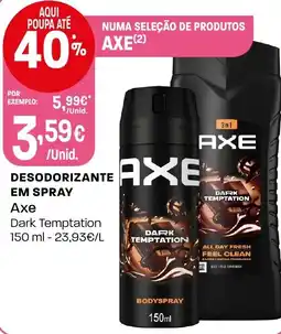 Intermarché Desodorizante em spray axe dark temptation promoção