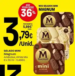 Intermarché gelado mini magnum amêndoa, white mix promoção