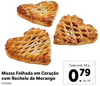 Lidl Massa Folhada em Coração com Recheio de Morango 110g promoção