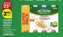 Pingo Doce Iogurte líquido activia cereais promoção