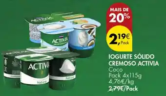 Iogurte sólido cremoso activia coco