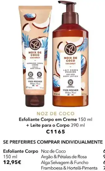 Yves rocher esfoliante corpo noz de coco