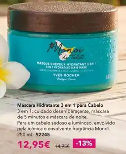 Yves Rocher Máscara Hidratante 3 em 1 para Cabelo Yves Rocher promoção