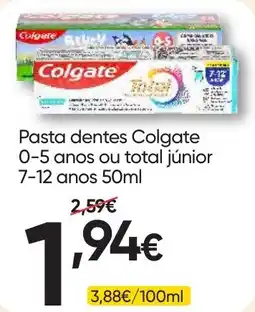 Froiz Pasta dentes Colgate 0-5 anos ou total júnior 7-12 anos promoção