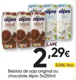 Froiz Bebida de soja original ou chocolate Alpro promoção