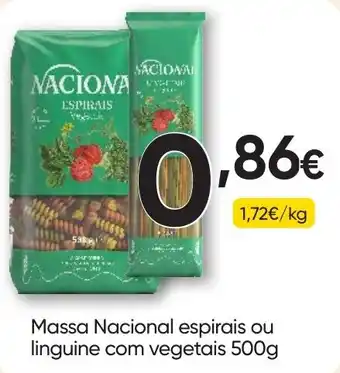 Massa Nacional espirais ou linguine com vegetais