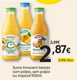 Froiz Sumo innocent laranja com polpa, sem polpa ou tropical promoção