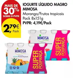 Pingo Doce Iogurte líquido magro mimosa promoção
