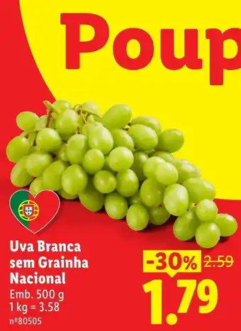 Lidl Uva Branca sem Grainha Nacional promoção