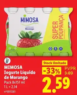 Lidl Mimosa iogurte líquido de morango promoção