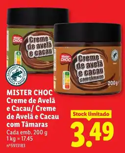 Lidl Mister Choc creme de avelã e cacau/creme de avelã e cacau com tâmaras promoção