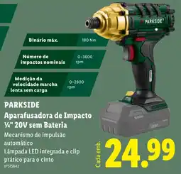 Lidl parkside aparafrusadora de impacto 1/4" 20v sem bateria promoção