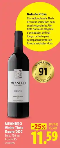 Lidl Meandro Vinho Tinto Douro DOC promoção