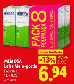 Lidl Mimosa Leite Meio-gordo promoção