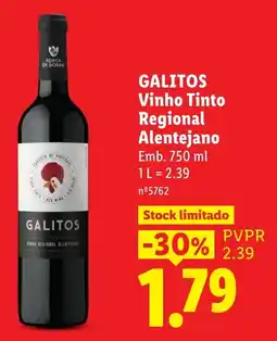 Lidl Galitos Vinho Tinto Regional Alentejano promoção