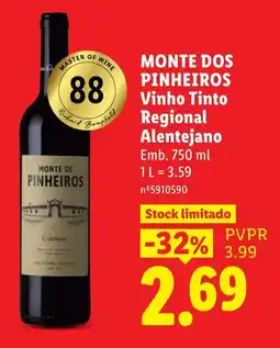 Lidl monte dos pinheiros vinho tinto regional alentejano promoção