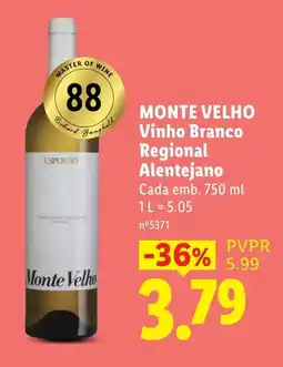 Lidl Monte Velho Vinho Branco Regional Alentejano promoção