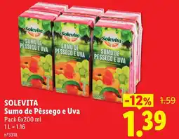 Lidl Solevita Sumo de Pêssego e Uva promoção