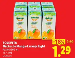 Lidl Solevita Néctar de Manga-Laranja Light promoção