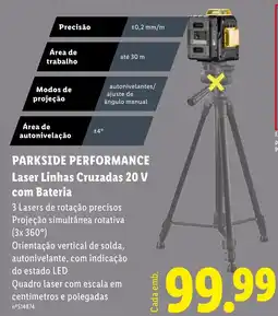 Lidl parkside performance laser linhas cruzadas 20 v com bateria promoção