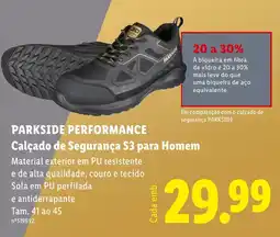 Lidl Parkside performance calçado de segurança s3 para homem promoção