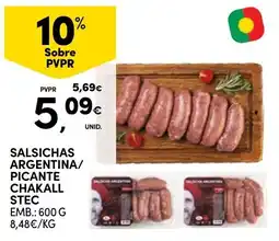 Continente Salsichas argentina/picante chakall stec promoção