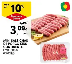 Continente Mini salsichas de porco kids continente promoção