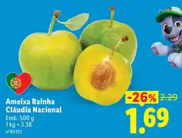 Lidl Ameixa Rainha Cláudia Nacional promoção