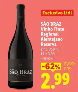 Lidl São Braz Vinho Tinto Regional Alentejano Reserva promoção