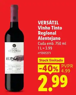 Lidl Versátil vinho tinto promoção
