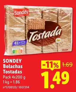 Lidl Sondey Bolachas Tostadas promoção