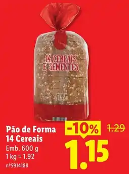 Lidl Pão de Forma 14 Cereais promoção