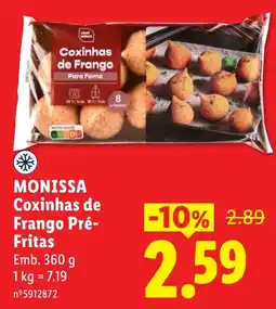 Lidl Monissa coxinchas de frango pré-fritas promoção