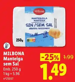 Lidl Milbona manteiga sem sal promoção