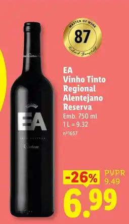 Lidl EA Vinho Tinto Regional Alentejano Reserva promoção