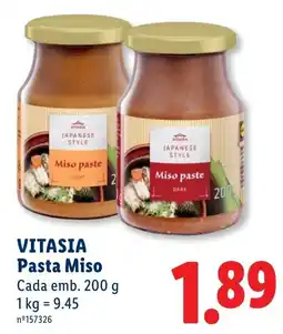 Lidl Vitasia pasta miso promoção