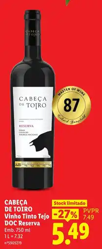 Lidl Cabeça de toiro vinho tinto tejo doc reserva promoção