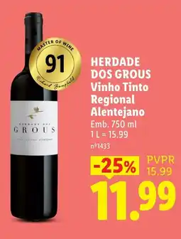 Lidl herdade dos grous vinho tinto regional alentejano promoção