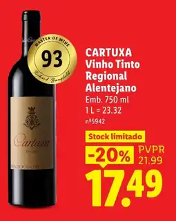 Lidl Cartuxa Vinho Tinto Regional Alentejano promoção
