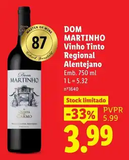 Lidl Dom Martinho Vinho Tinto Regional Alentejano promoção