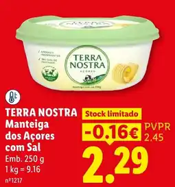 Lidl Terra nostra manteiga dos Açores com sal promoção