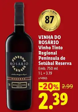 Lidl vinha do rosário vinho tinto regional península de setúbal reserva promoção