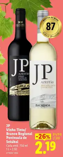 Lidl Jp vinho tinto/branco regional península de setúbal promoção