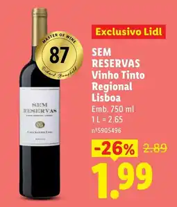 Lidl Sem reservas vinho tinto regional lisboa promoção