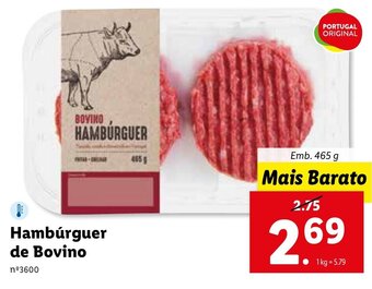 Lidl Hambúrguer de Bovino 465g promoção