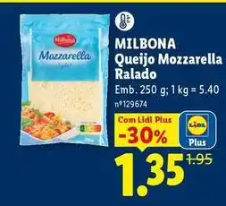 Lidl Milbona - queijo mozzarella ralado promoção